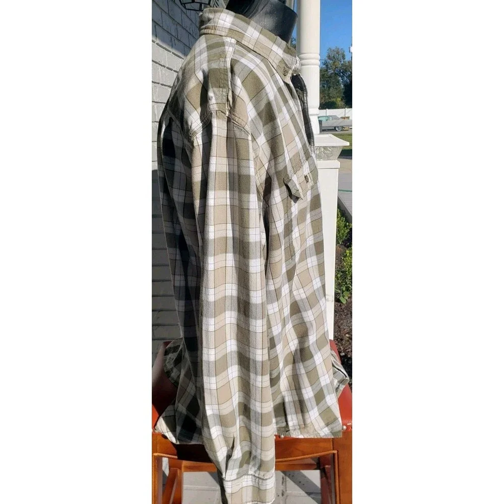 Carhartt Shirt Mens 2XL Green Plaid Loose Fit Long Sleeve Button Up 100% Cotton - Picture 7 of 14